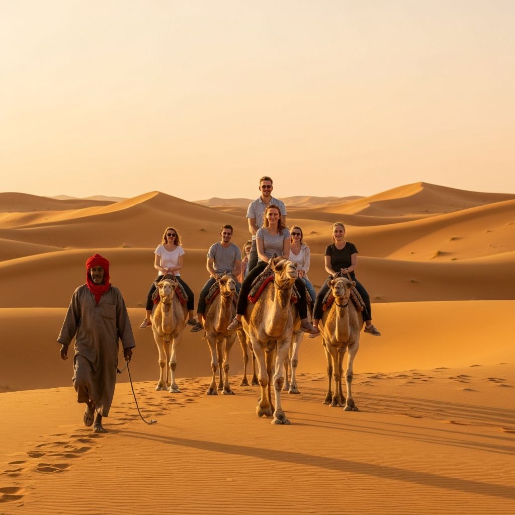 Tourists on camel ride