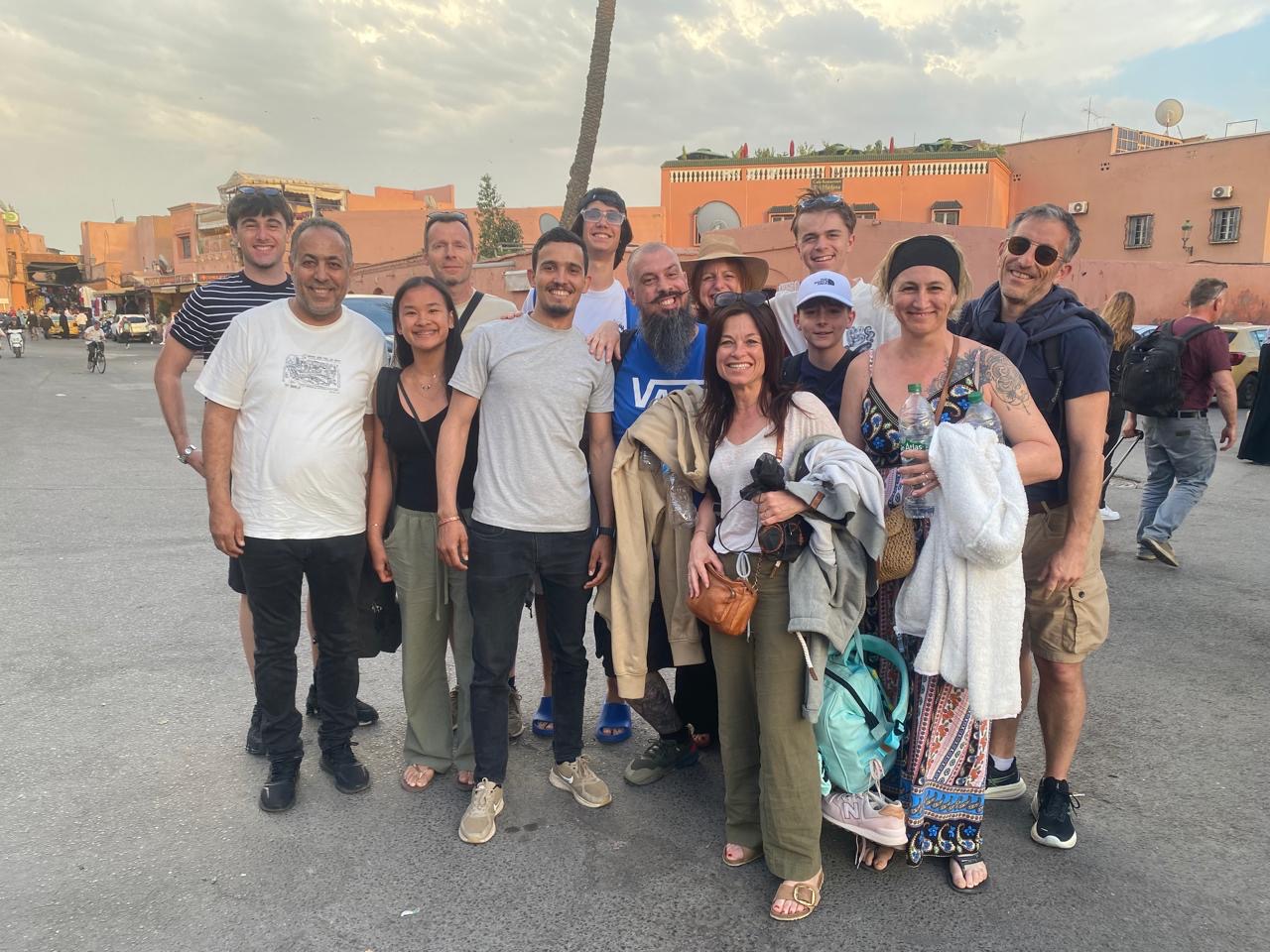 Happy travelers in the heart of Marrakech